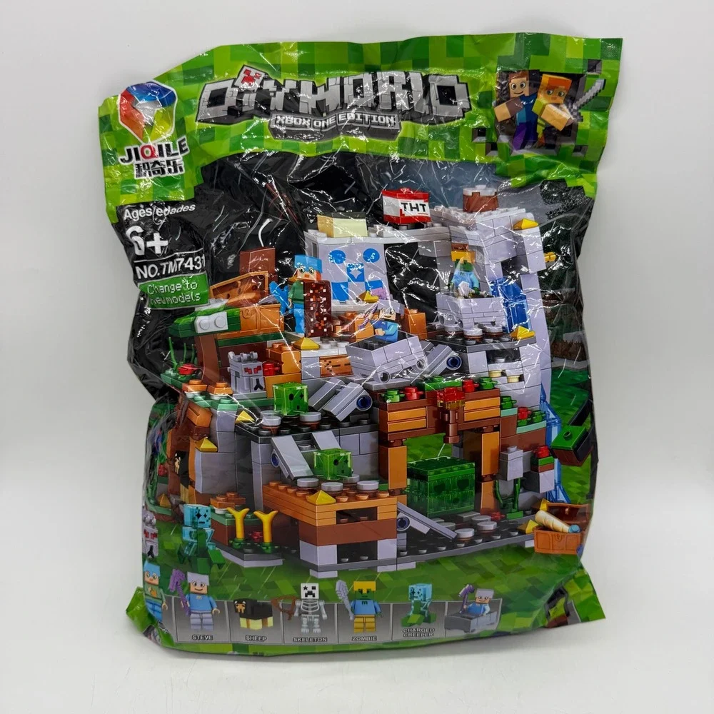 JiuLe My World Building Blocks Set Sandbox Style Pixel World Mountain Flawed